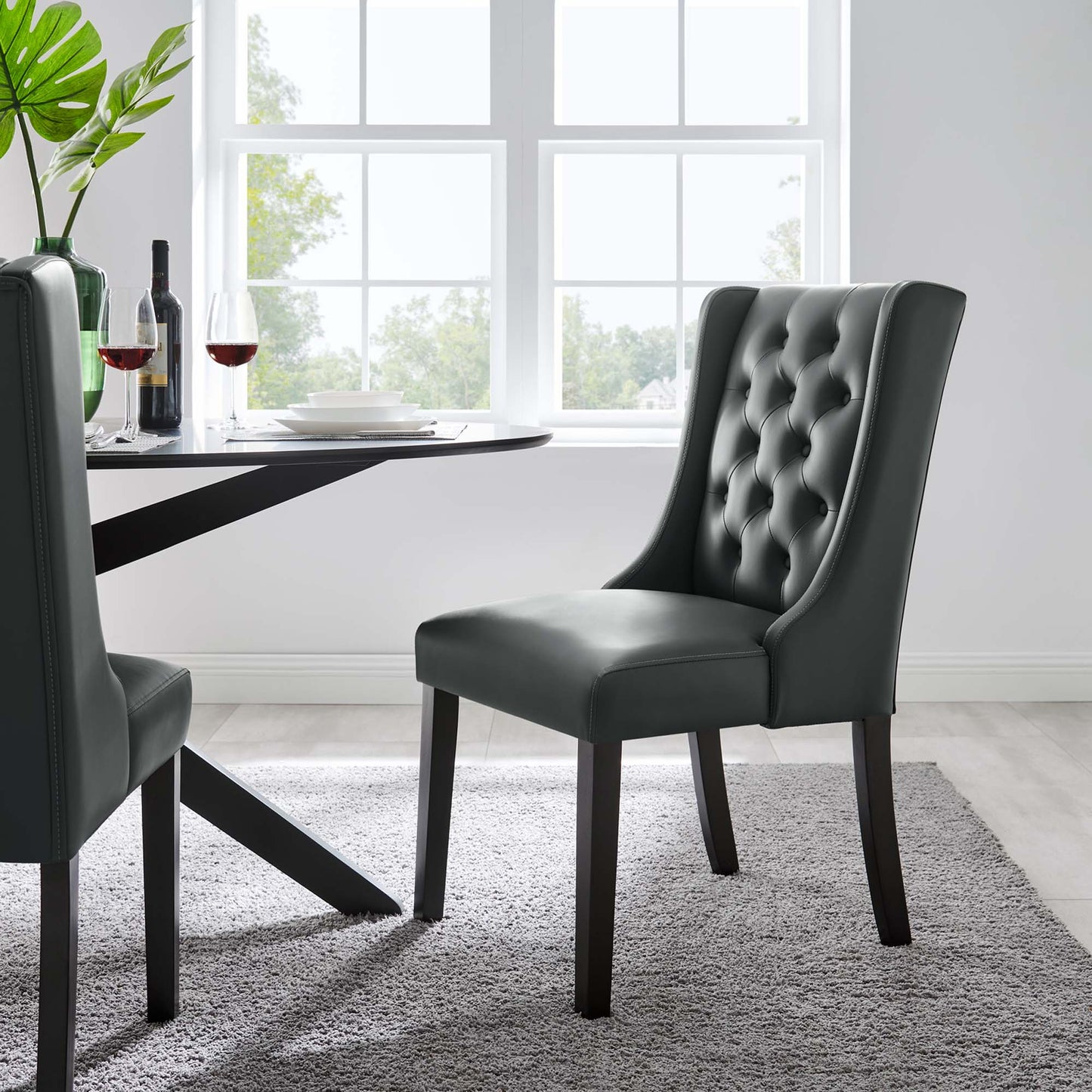 Baronet Button Tufted Vegan Leather Dining Chair