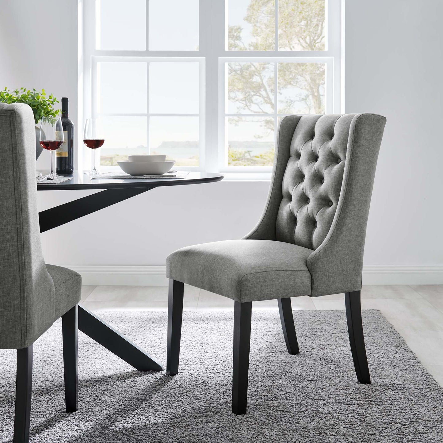 Baronet Button Tufted Fabric Dining Chair