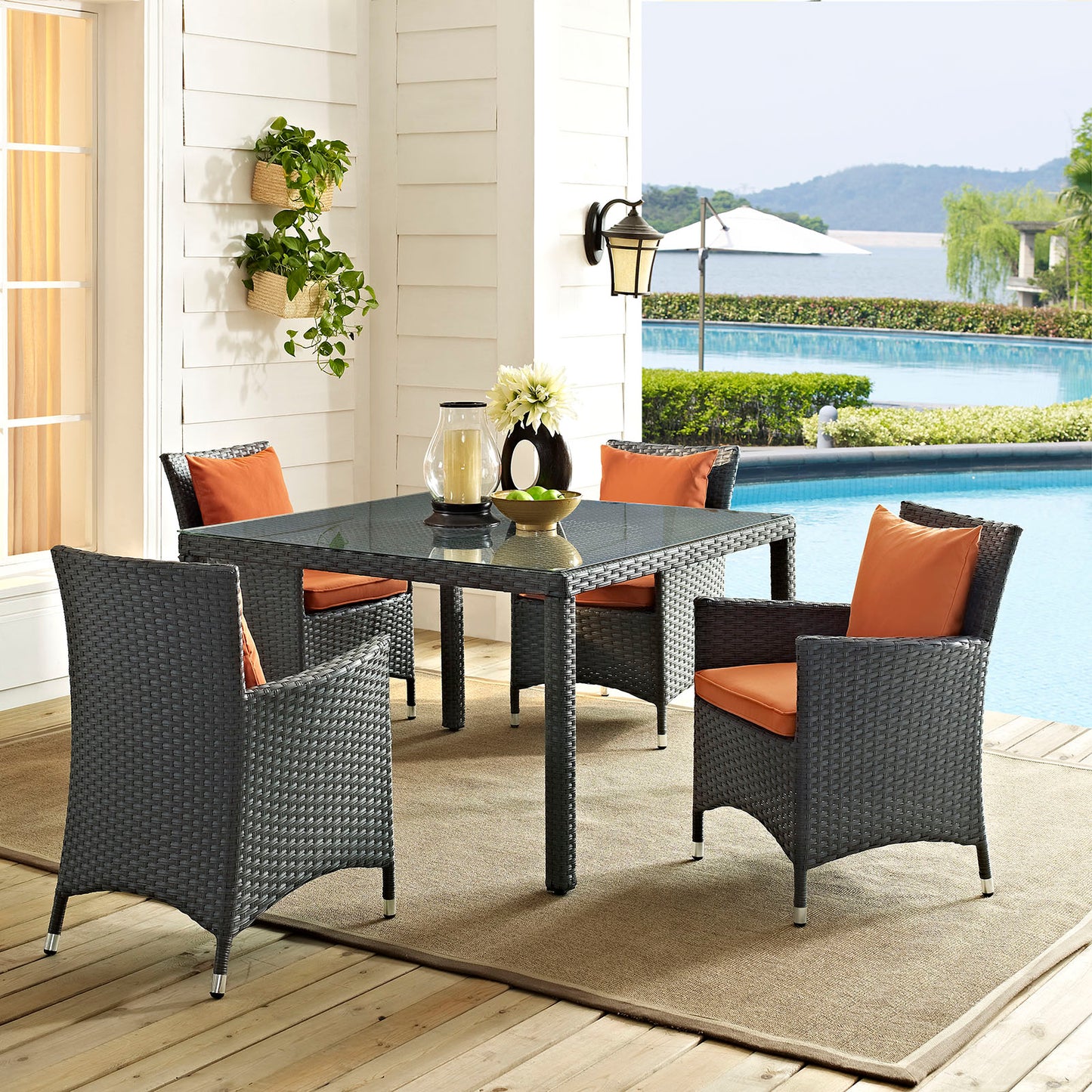 Juego de comedor Sunbrella® para exteriores de 4 piezas Sojourn de Modway