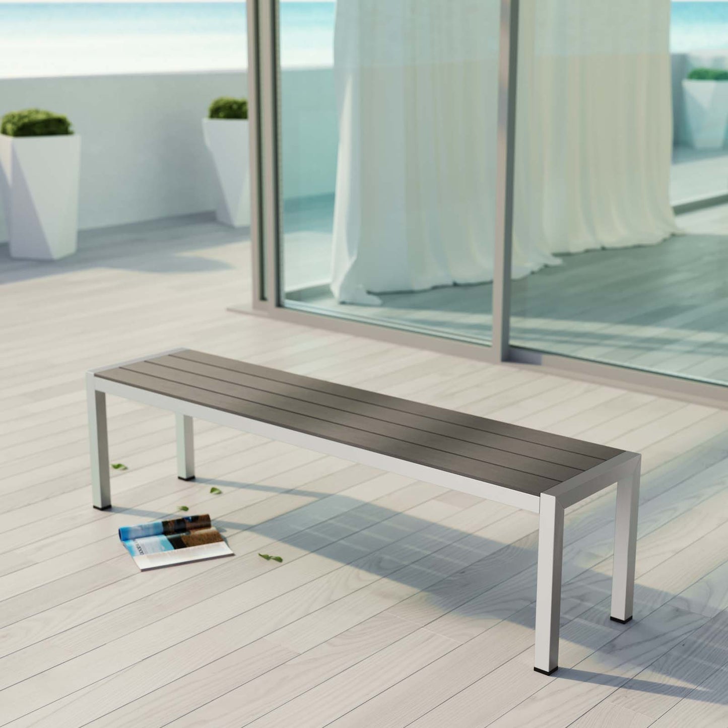 Banc de terrasse d'extérieur en aluminium Shore de Modway