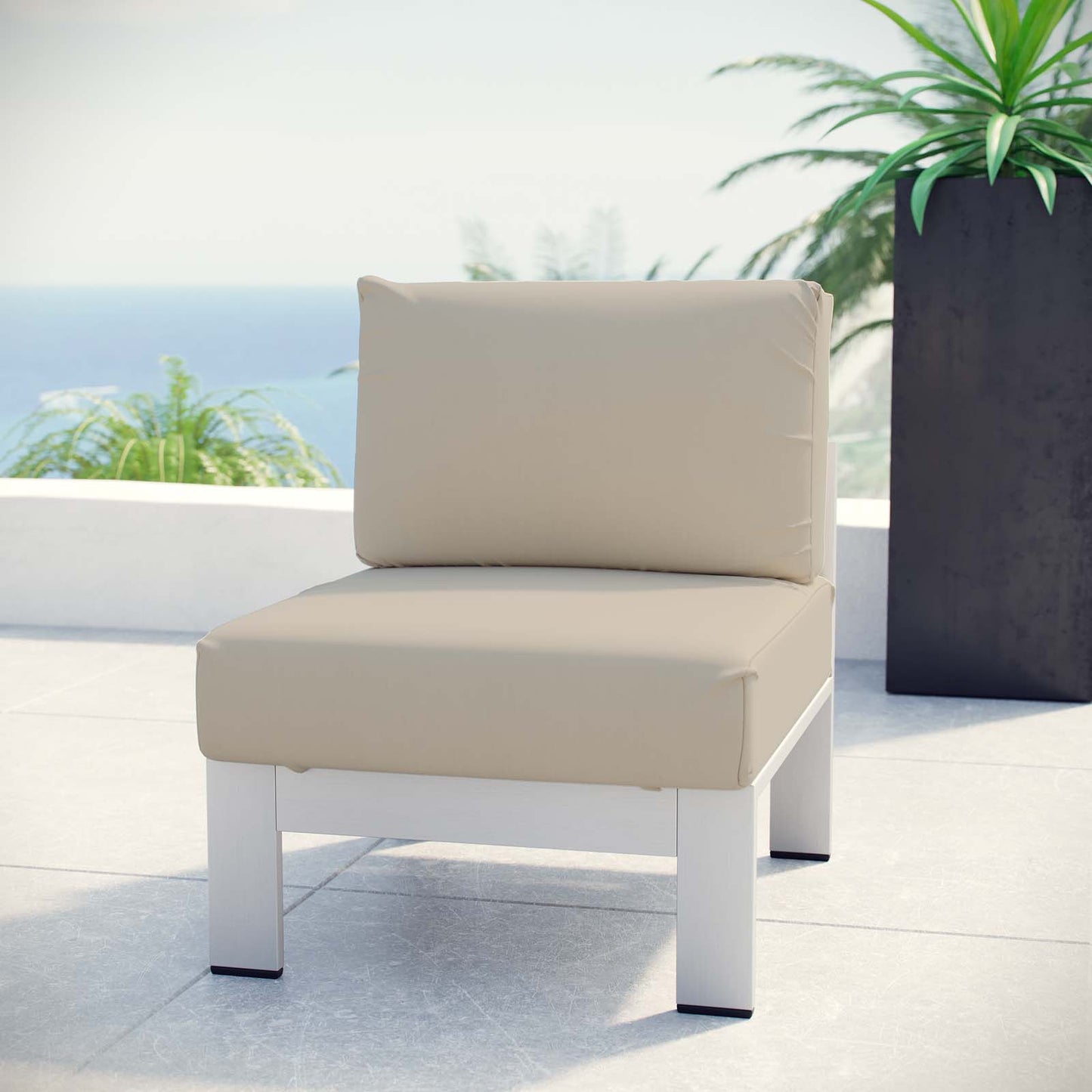 Chaise d'extérieur en aluminium Shore sans accoudoirs par Modway