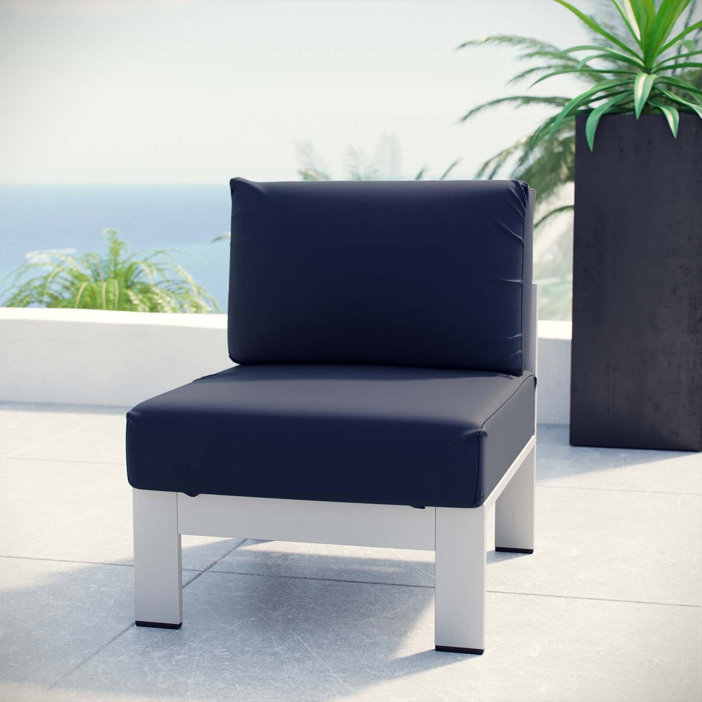 Chaise d'extérieur en aluminium Shore sans accoudoirs par Modway