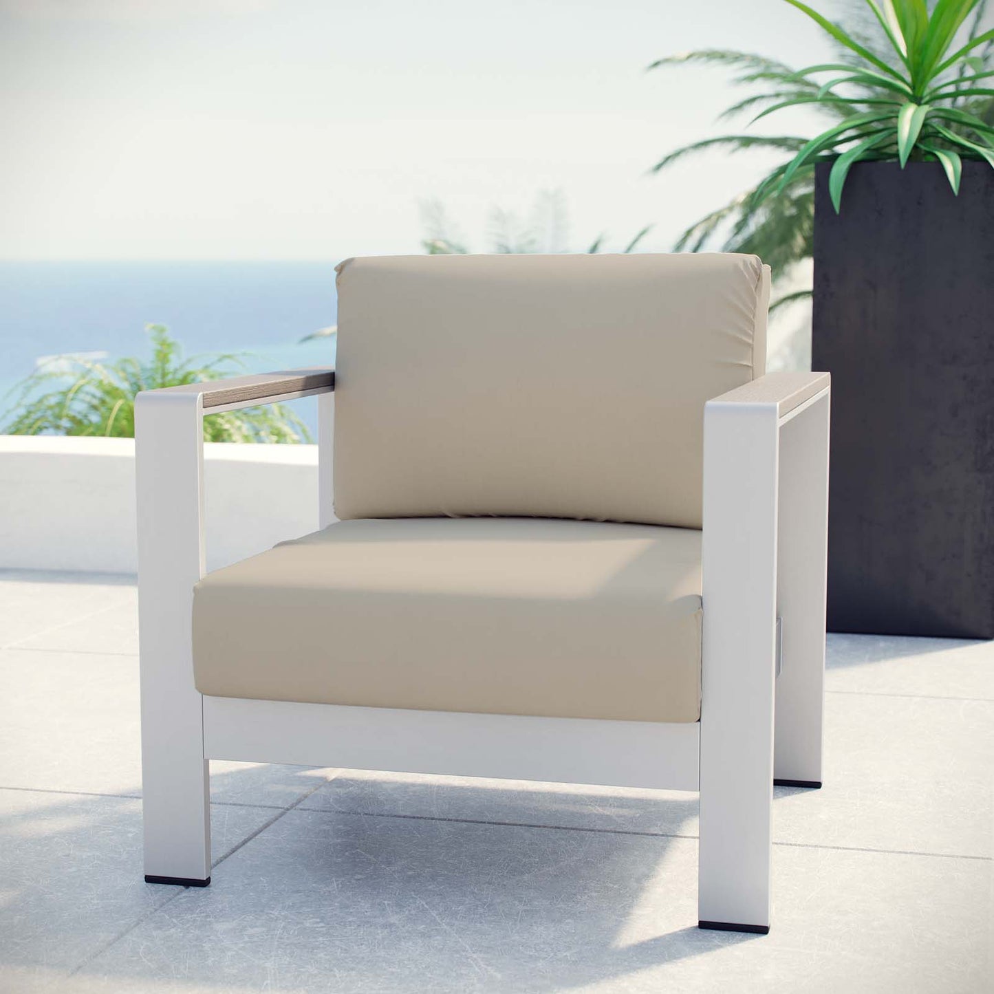 Fauteuil d'extérieur en aluminium Shore de Modway