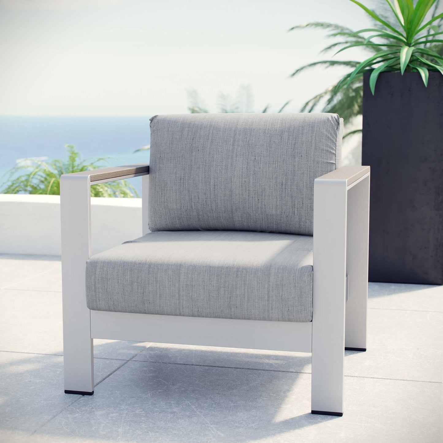 Fauteuil d'extérieur en aluminium Shore de Modway