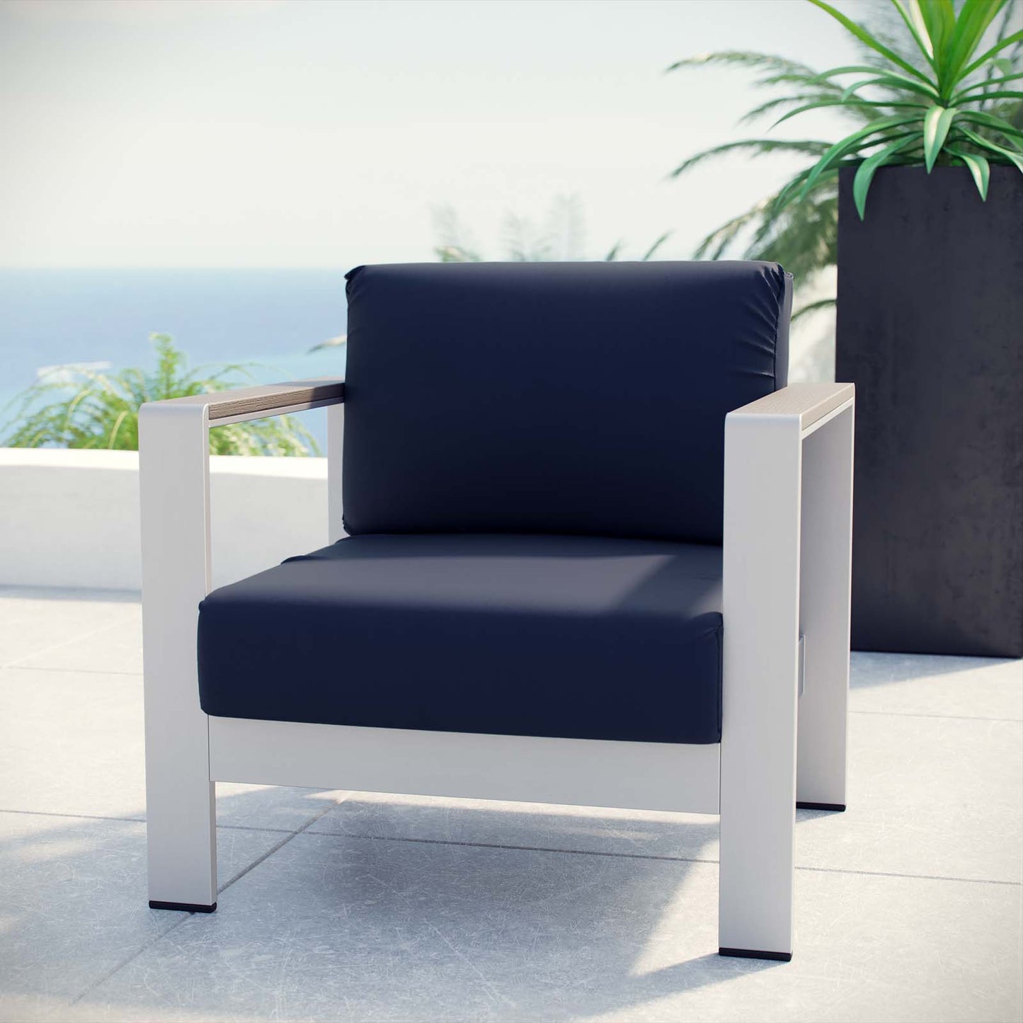 Fauteuil d'extérieur en aluminium Shore de Modway