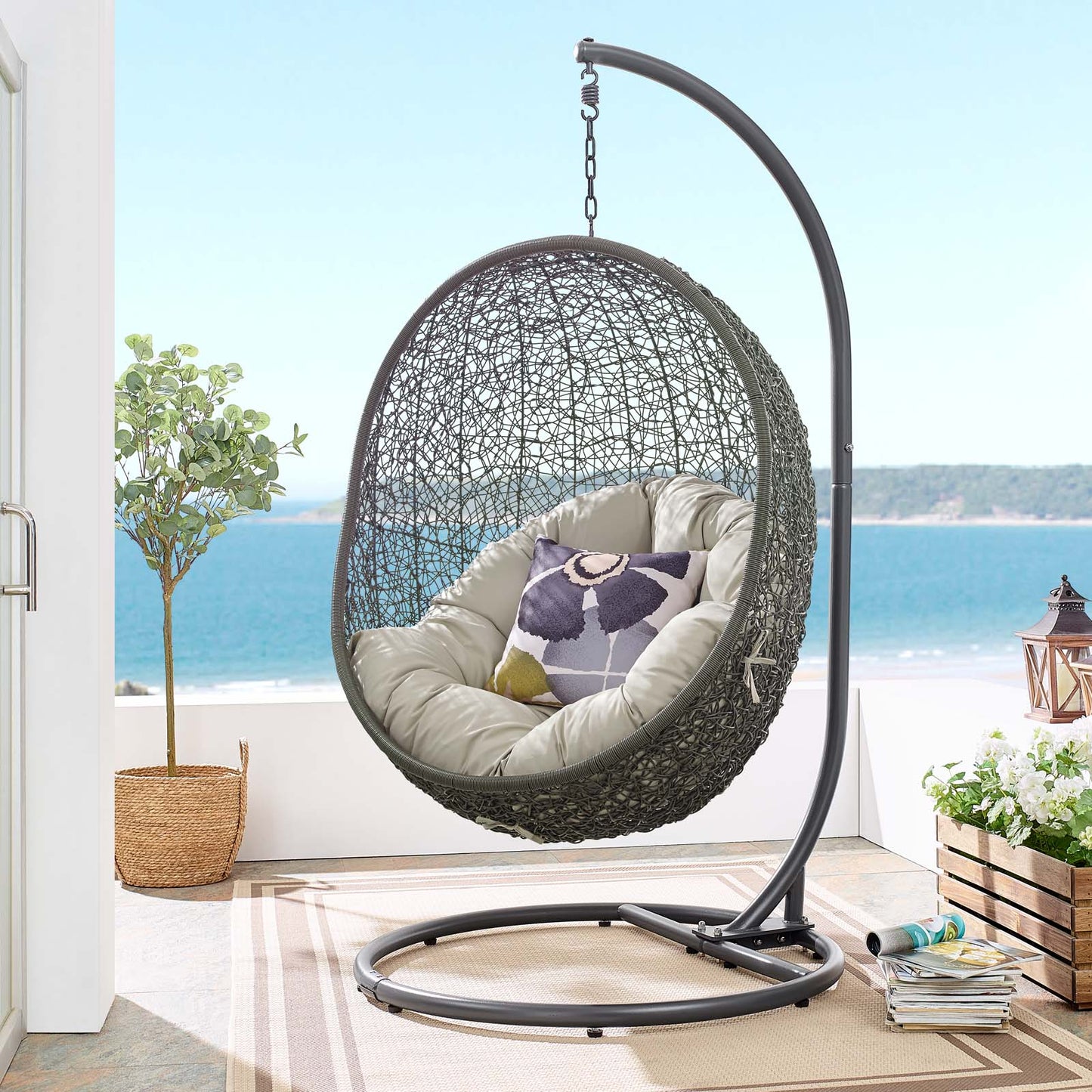 Silla mecedora para patio exterior Hide con soporte de Modway