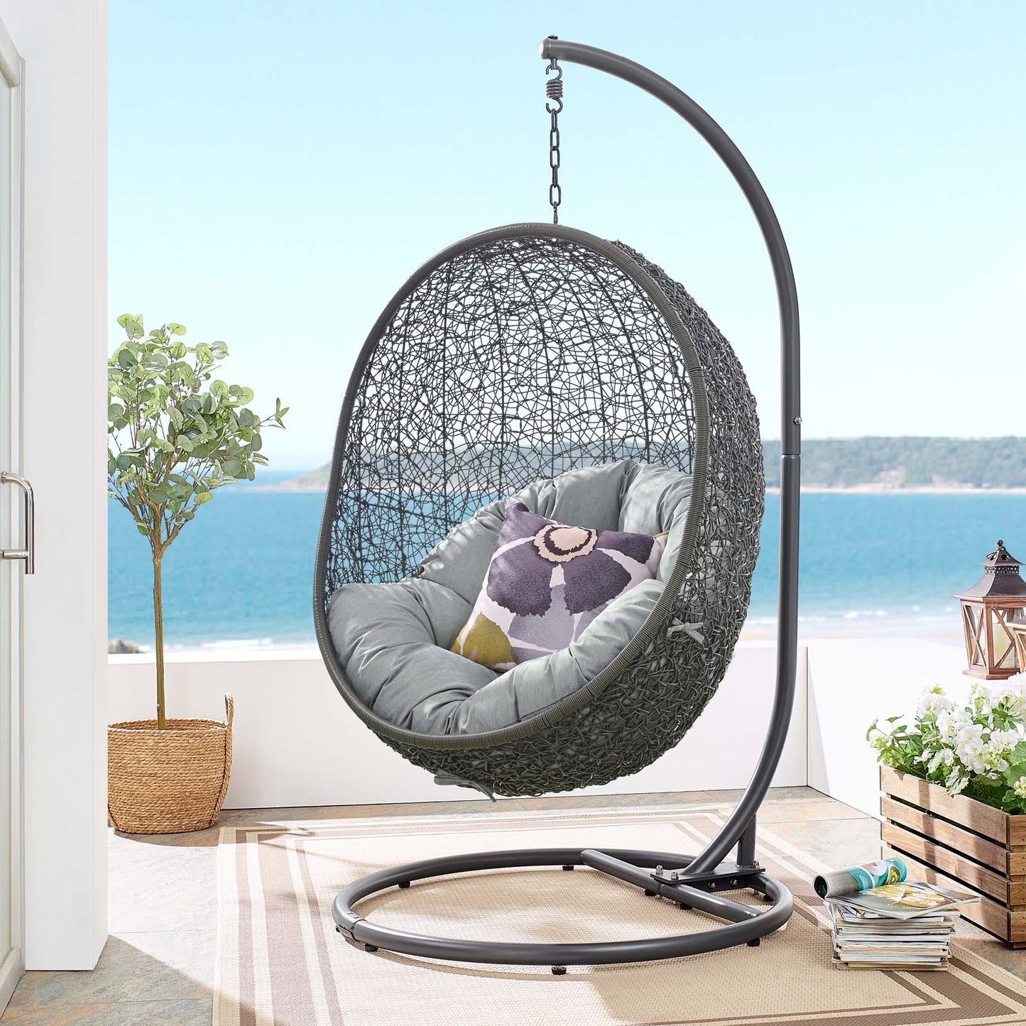 Silla mecedora para patio exterior Hide con soporte de Modway