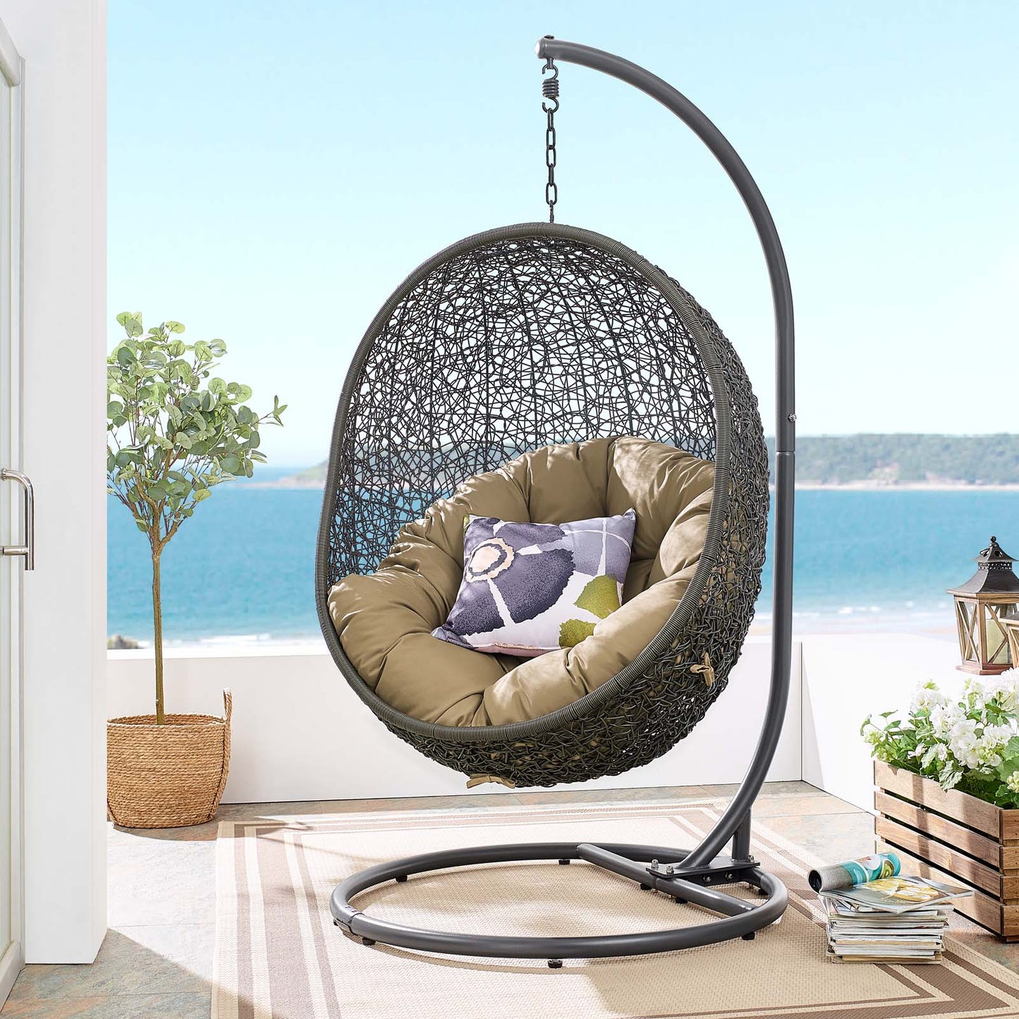 Silla mecedora para patio exterior Hide con soporte de Modway