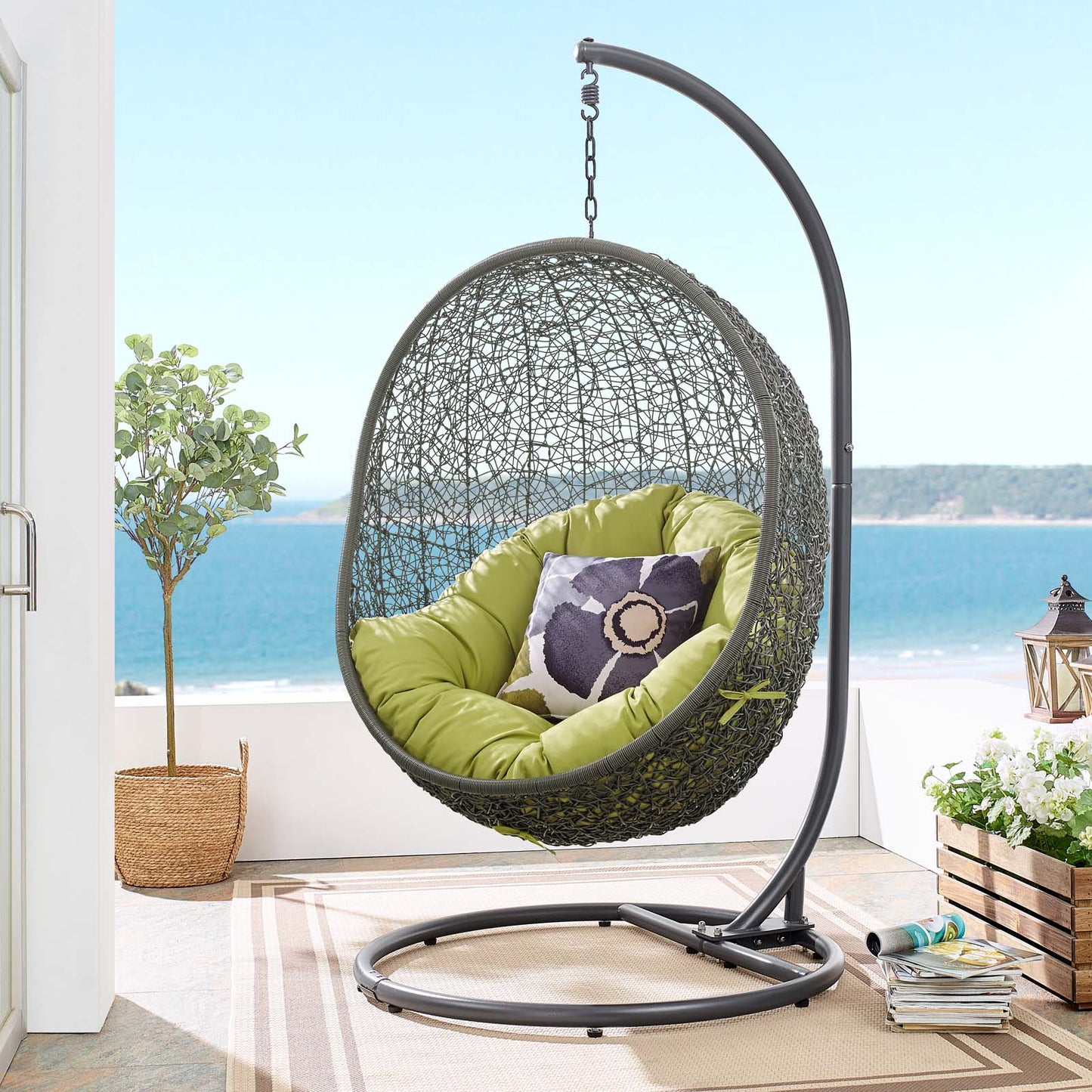 Silla mecedora para patio exterior Hide con soporte de Modway