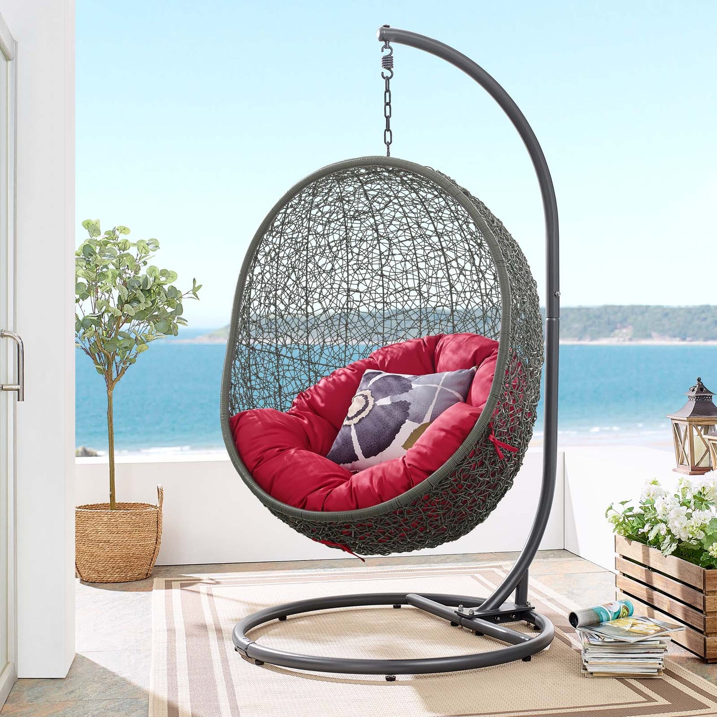 Silla mecedora para patio exterior Hide con soporte de Modway