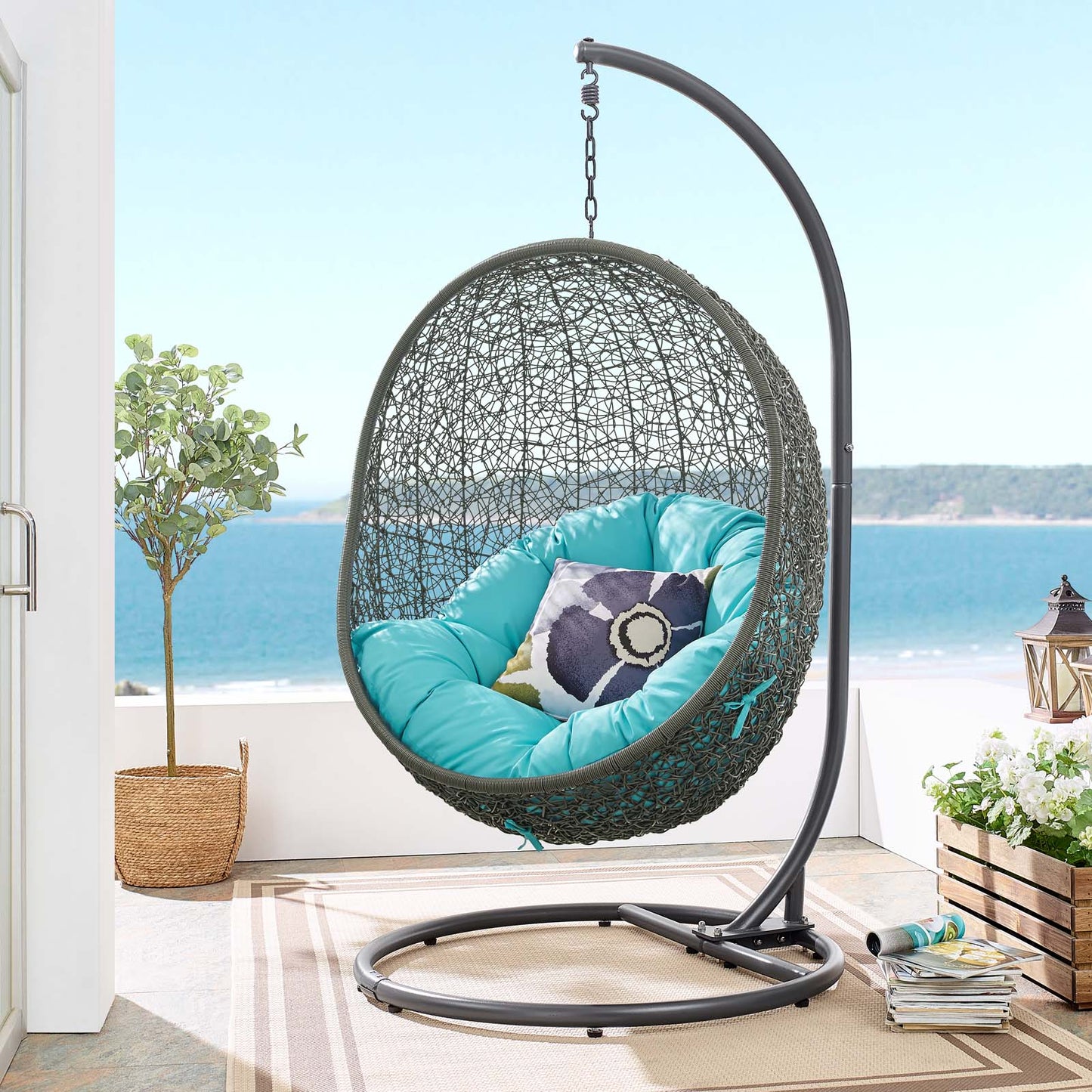 Silla mecedora para patio exterior Hide con soporte de Modway