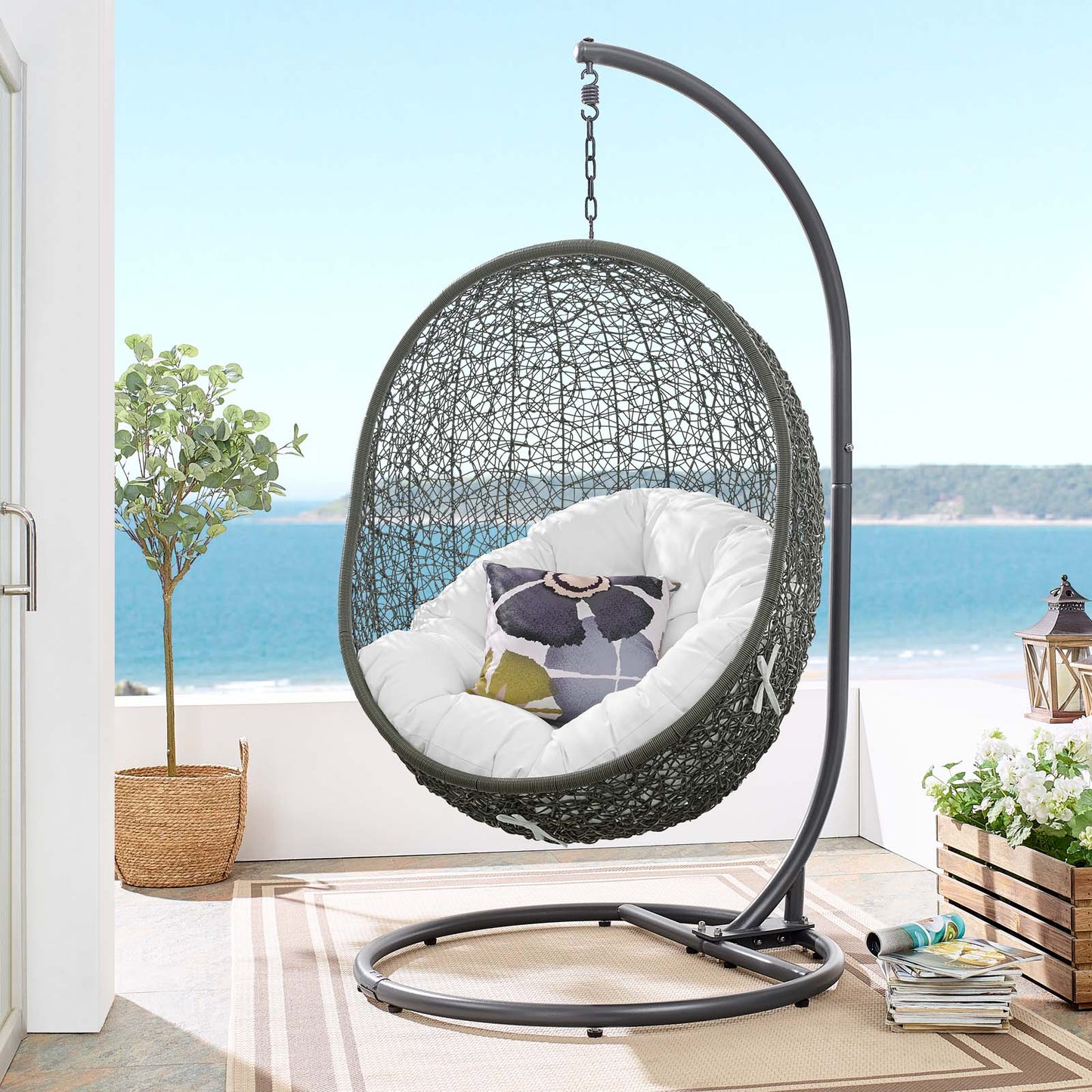 Silla mecedora para patio exterior Hide con soporte de Modway