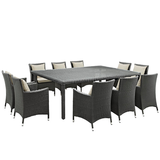 Juego de comedor Sunbrella® para exteriores de 11 piezas Sojourn de Modway