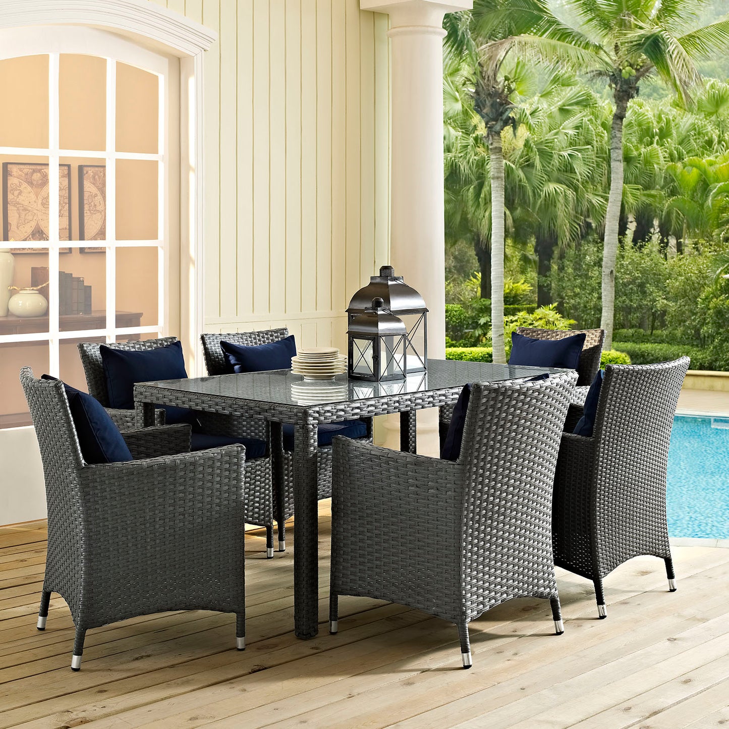 Sojourn 7 Piece Outdoor Patio Sunbrella® Dining Set