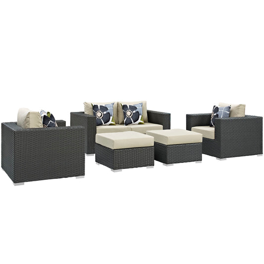 Conjunto de 5 piezas de patio exterior Sunbrella® Sojourn de Modway