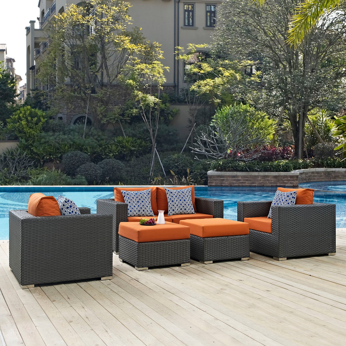 Conjunto de 5 piezas de patio exterior Sunbrella® Sojourn de Modway