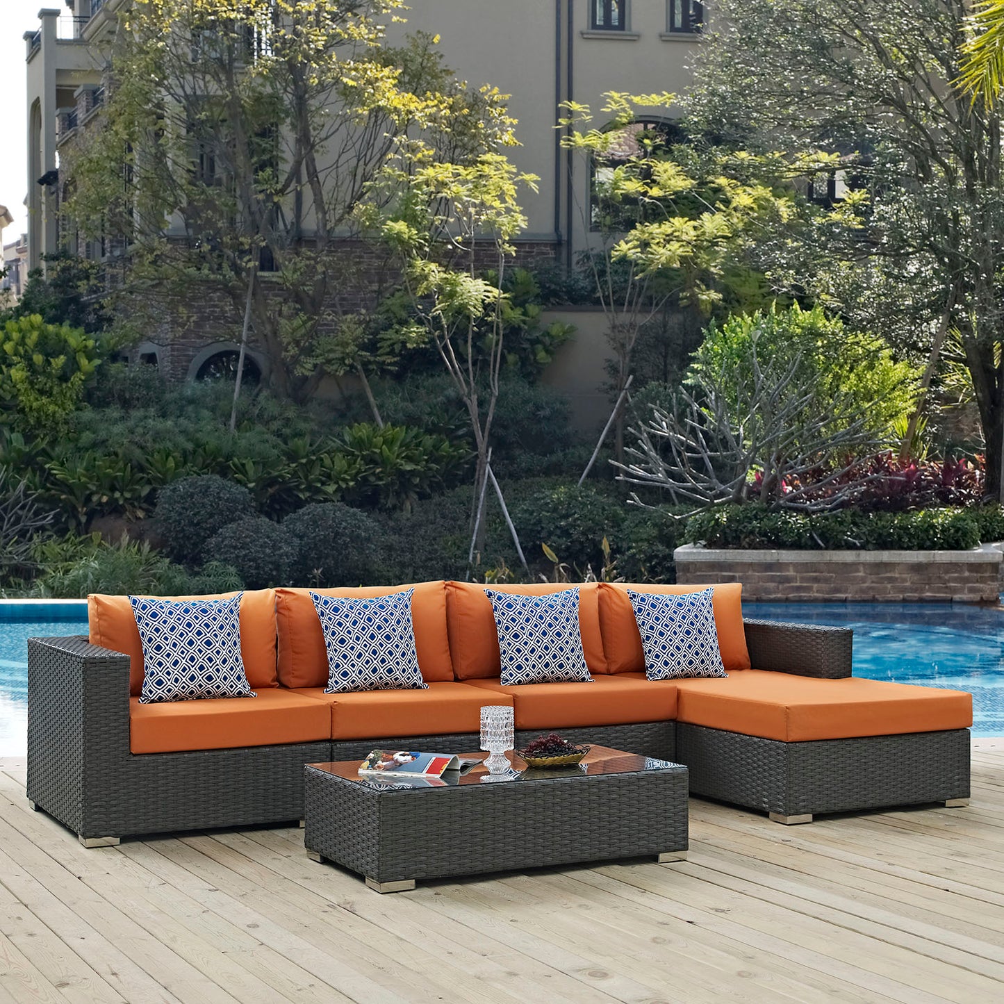 Conjunto de 5 piezas de patio exterior Sunbrella® Sojourn de Modway