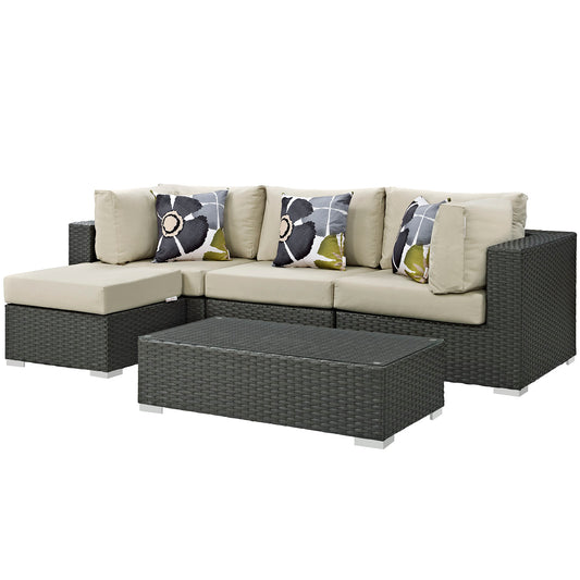 Conjunto de 5 piezas de patio exterior Sunbrella® Sojourn de Modway