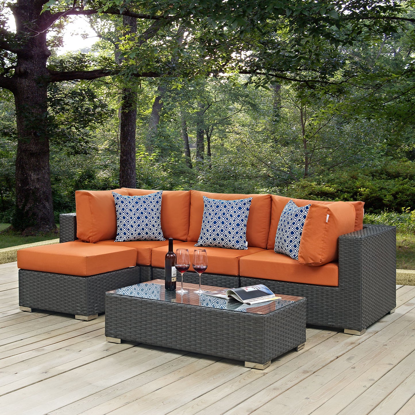 Conjunto de 5 piezas de patio exterior Sunbrella® Sojourn de Modway