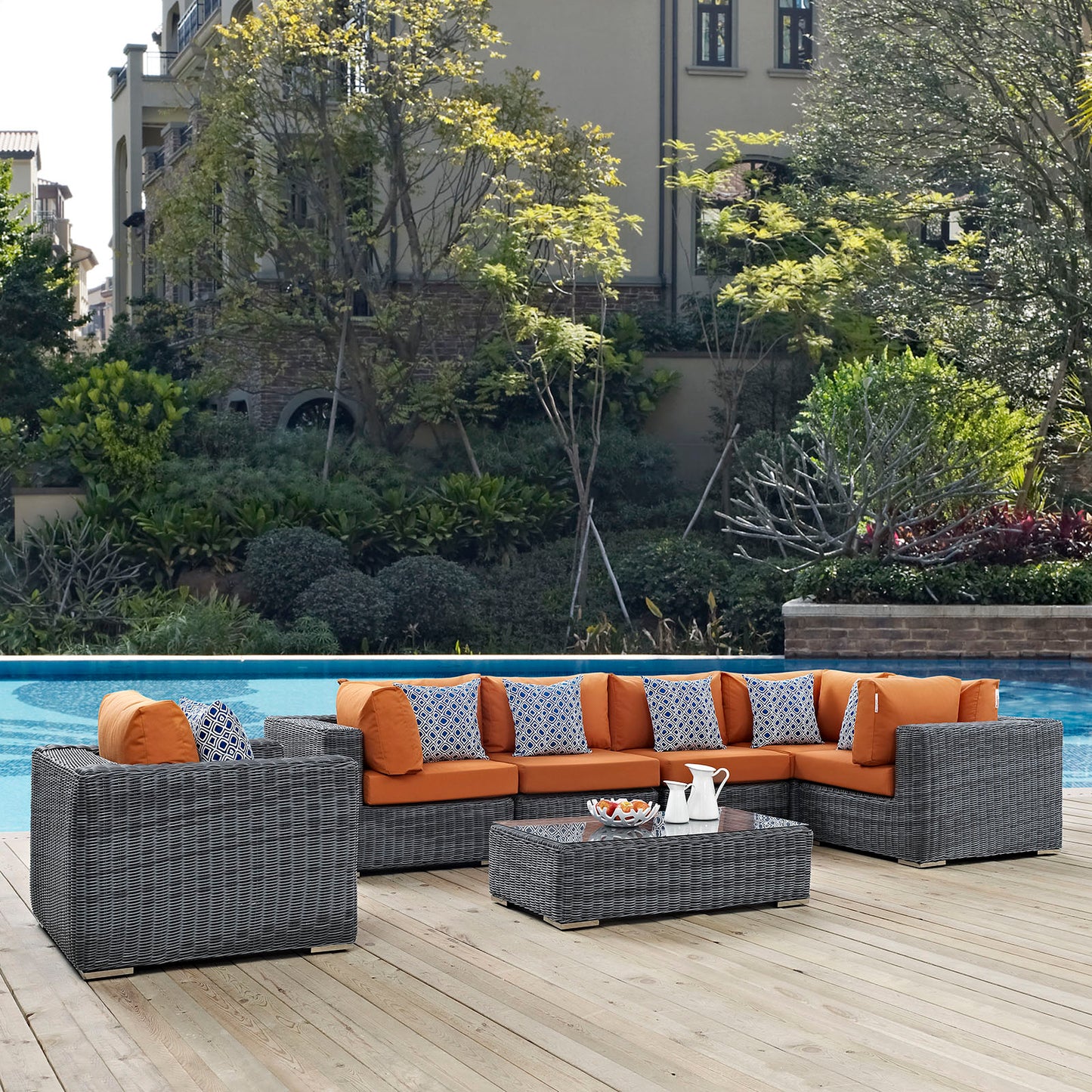 Summon 7 Piece Outdoor Patio Sunbrella® Sectional Set