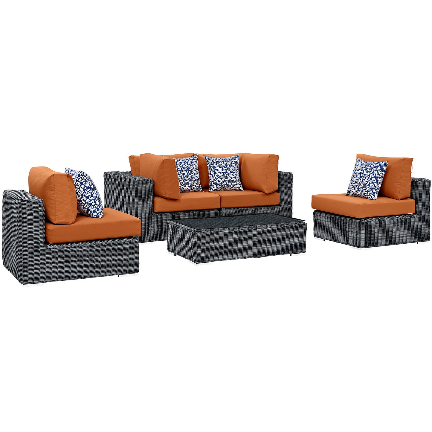 Summon 5 Piece Outdoor Patio Sunbrella® Sectional Set