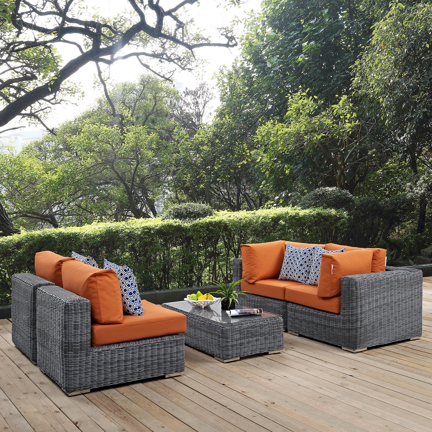 Summon 5 Piece Outdoor Patio Sunbrella® Sectional Set