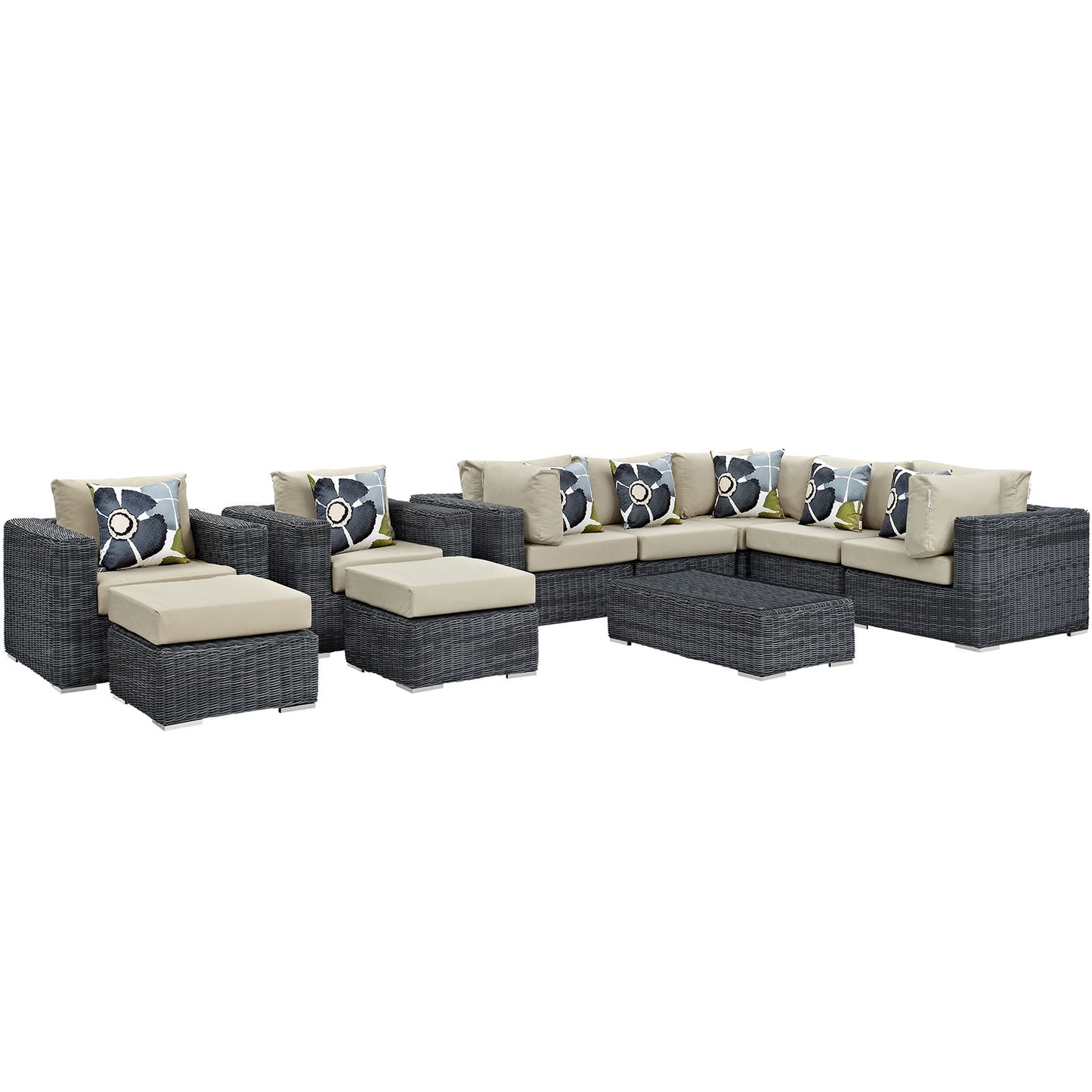 Summon 10 Piece Outdoor Patio Sunbrella® Sectional Set