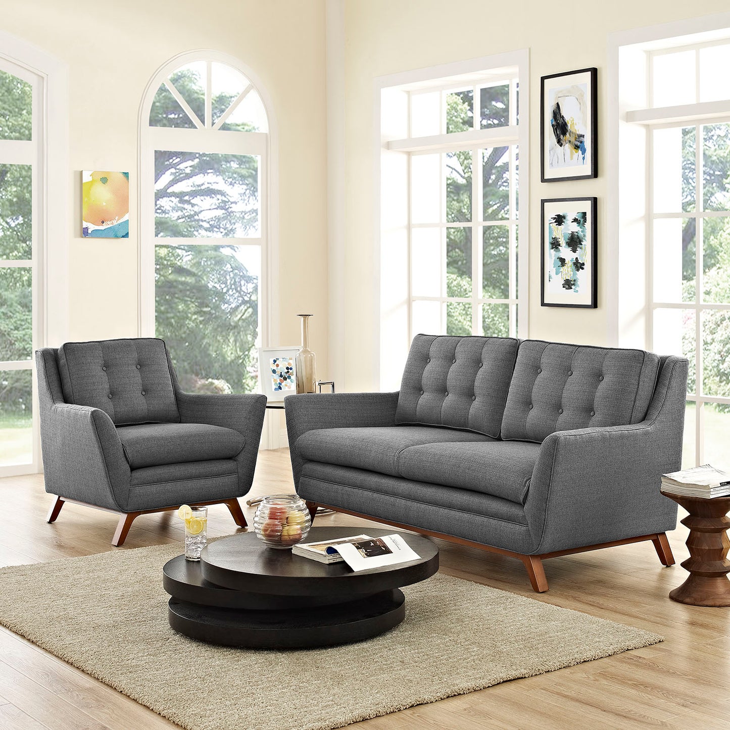 Beguile Upholstered Fabric Living Room Set Set of 2