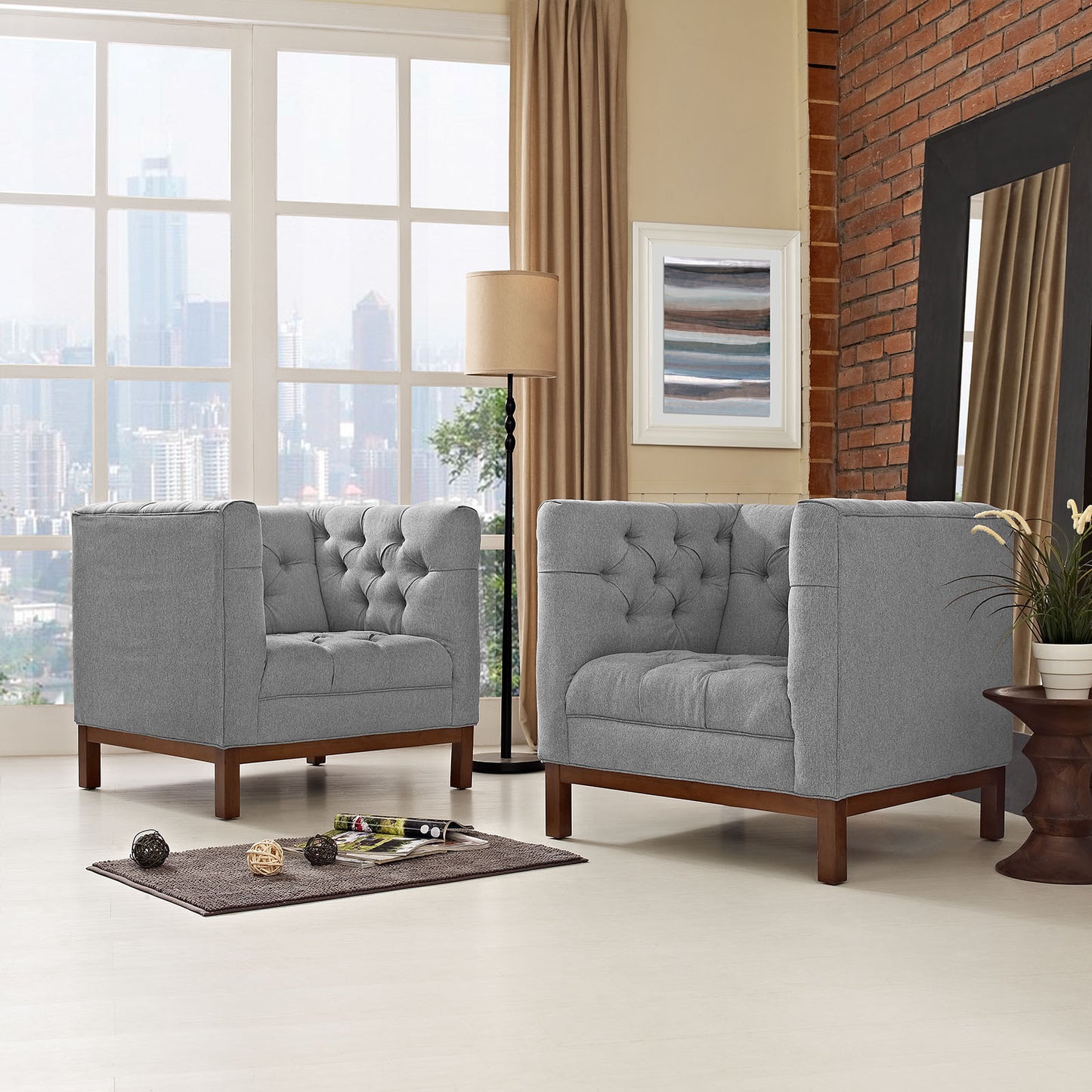 Panache Upholstered Fabric Living Room Set Set of 2