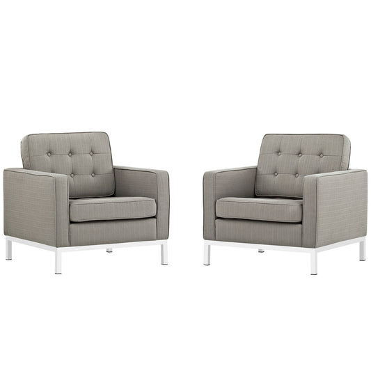 Loft Upholstered Fabric Armchairs Set of 2