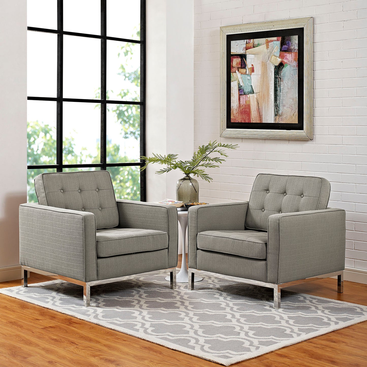 Loft Upholstered Fabric Armchairs Set of 2