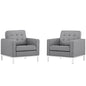 Loft Upholstered Fabric Armchairs Set of 2