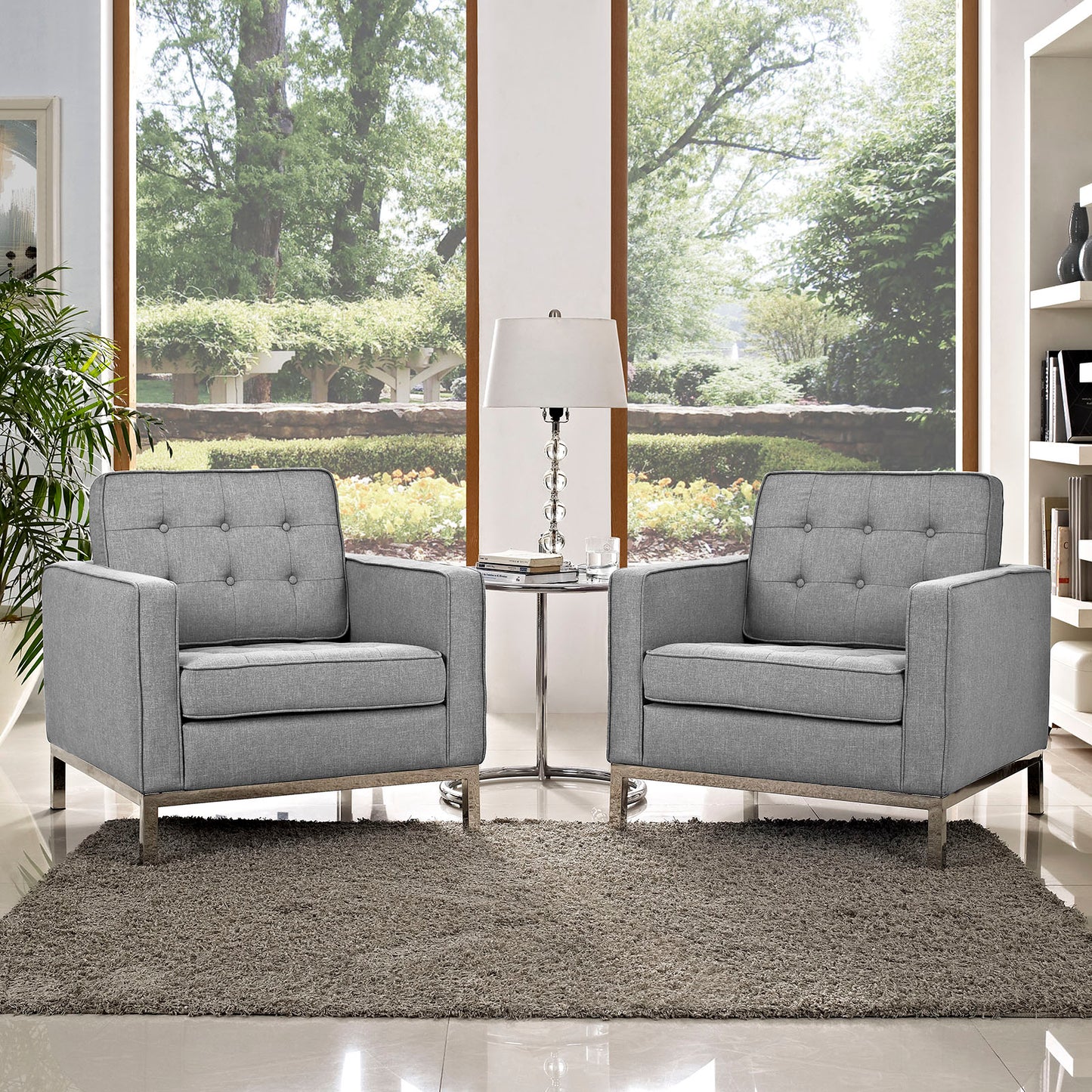 Loft Upholstered Fabric Armchairs Set of 2