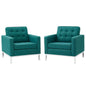 Loft Upholstered Fabric Armchairs Set of 2