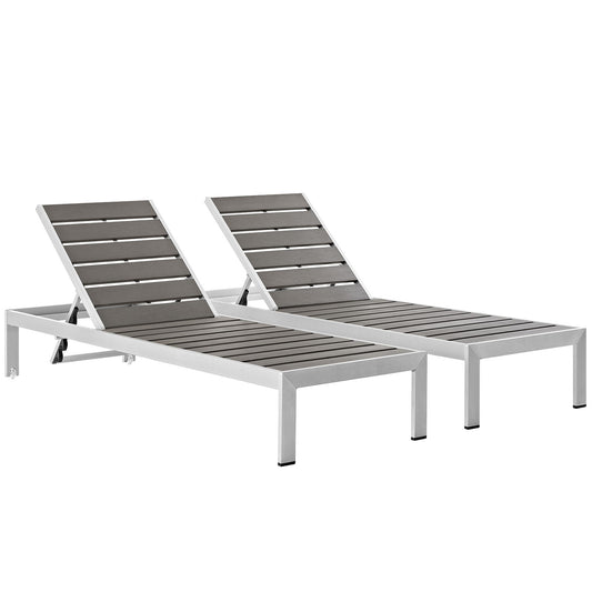 Shore Outdoor Patio Aluminum Chaise Set of 2