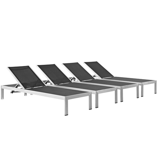 Shore Outdoor Patio Aluminum Chaise Set of 4