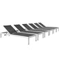 Shore Outdoor Patio Aluminum Chaise Set of 6