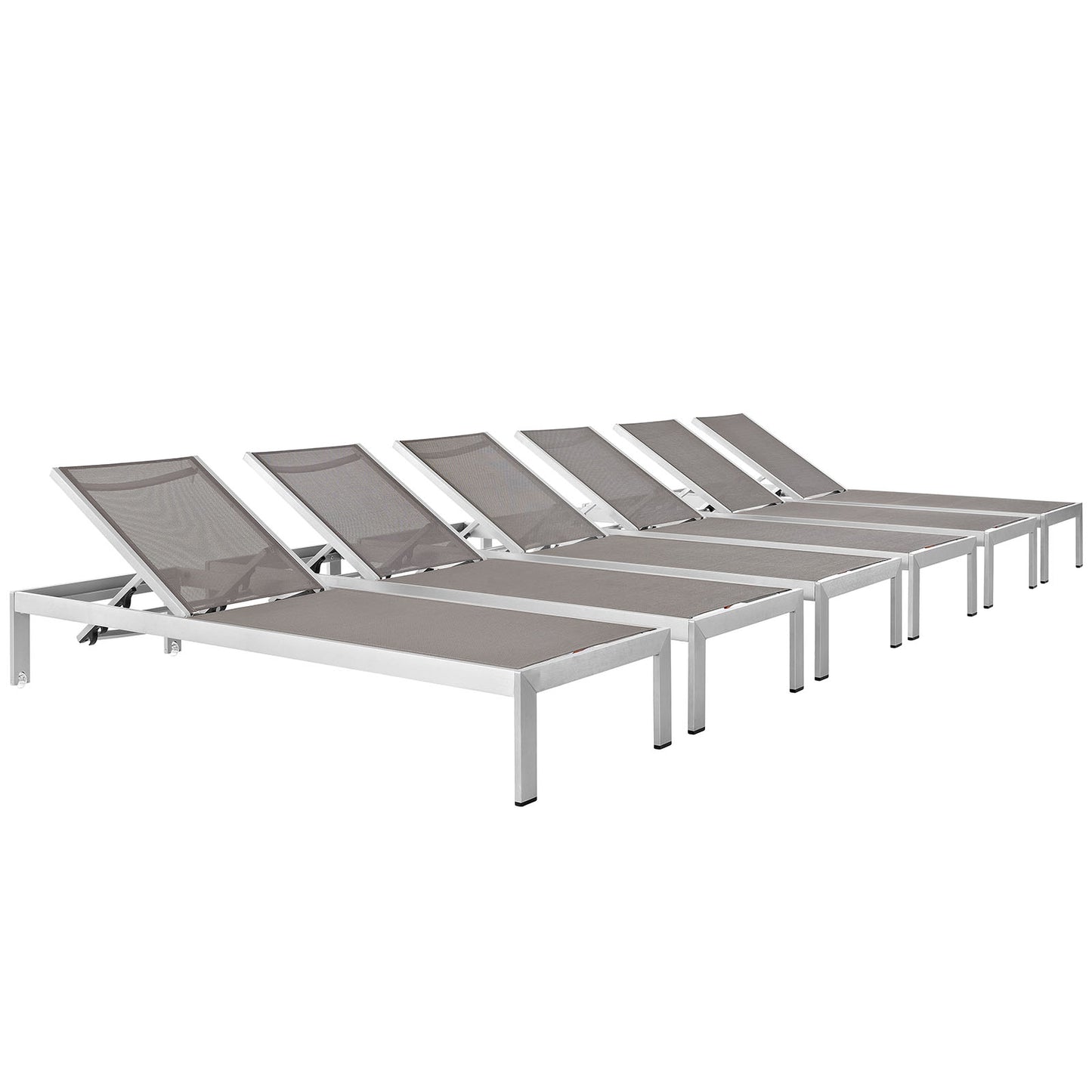 Shore Outdoor Patio Aluminum Chaise Set of 6