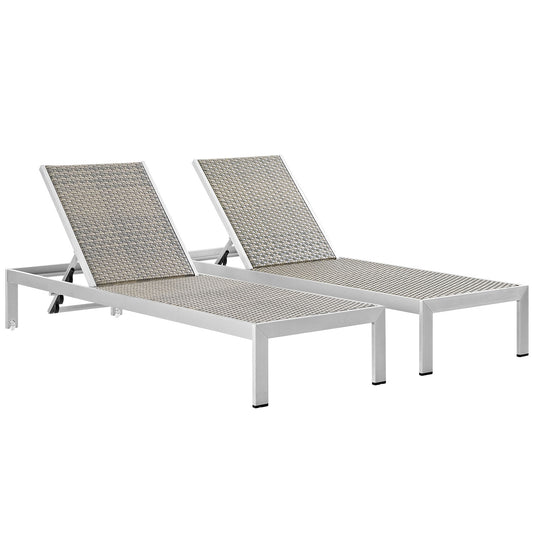 Shore Outdoor Patio Aluminum Chaise Set of 2