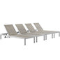 Shore Outdoor Patio Aluminum Chaise Set of 4