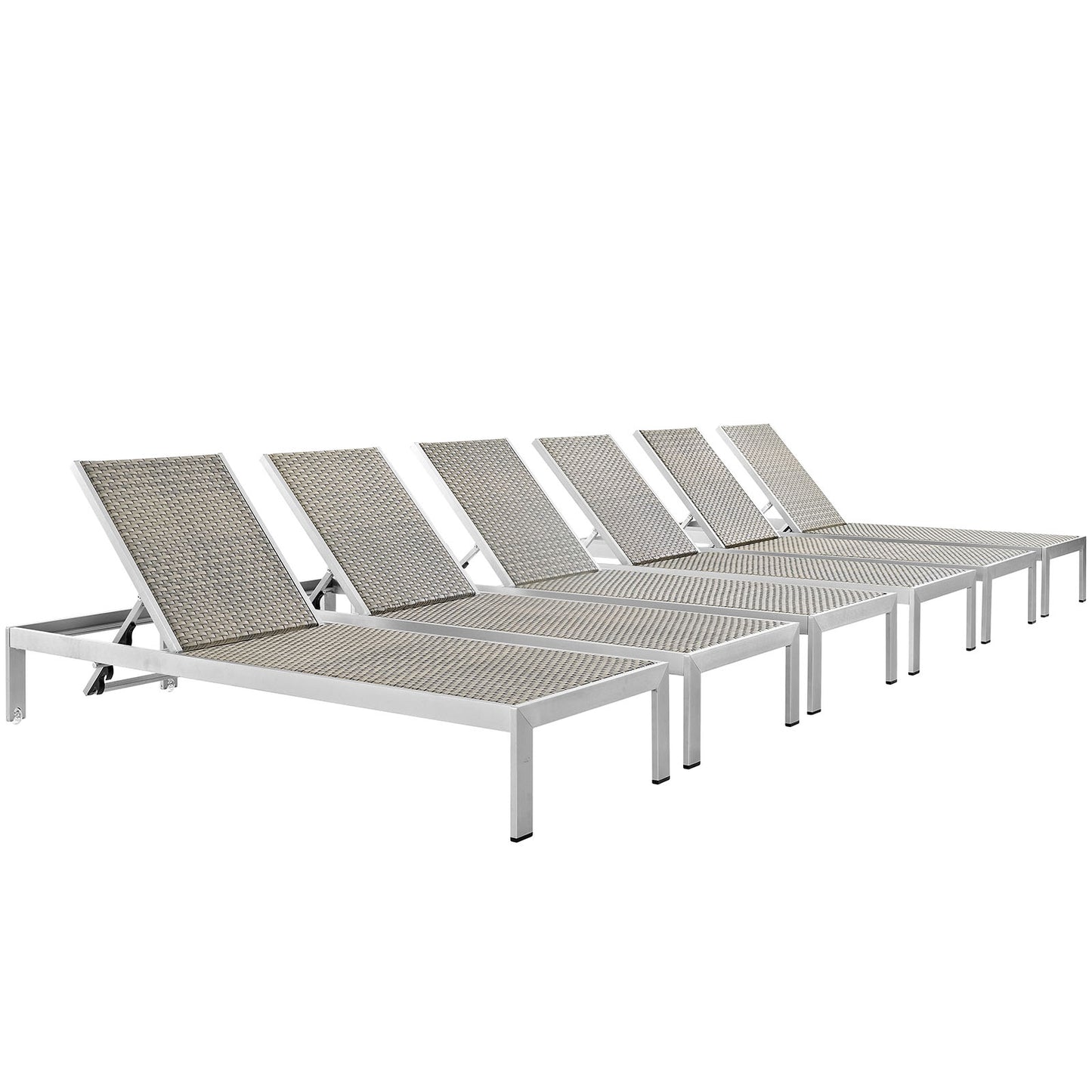 Shore Outdoor Patio Aluminum Chaise Set of 6