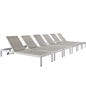 Shore Outdoor Patio Aluminum Chaise Set of 6