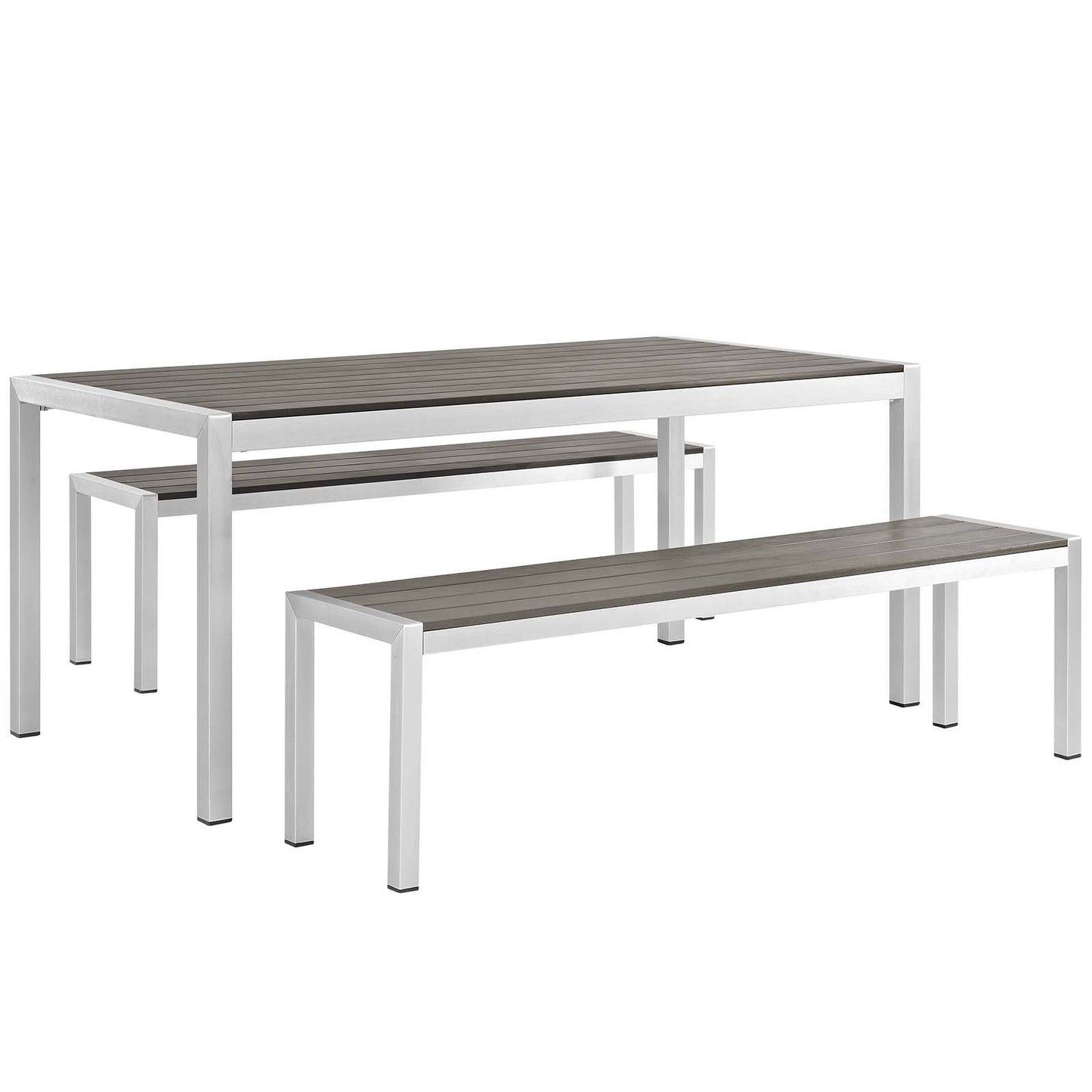 Juego de comedor de aluminio para exteriores de 3 piezas Shore de Modway