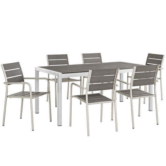 Shore 7 Piece Outdoor Patio Aluminum Dining Set