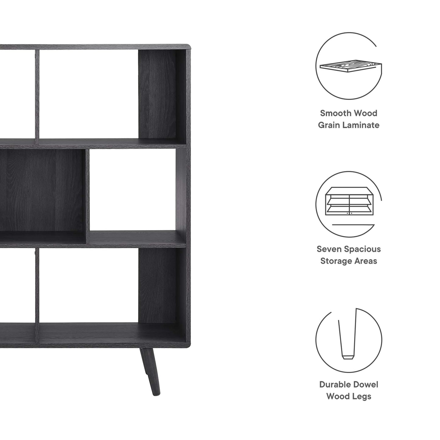 Transmit 7 Shelf Wood Grain Bookcase