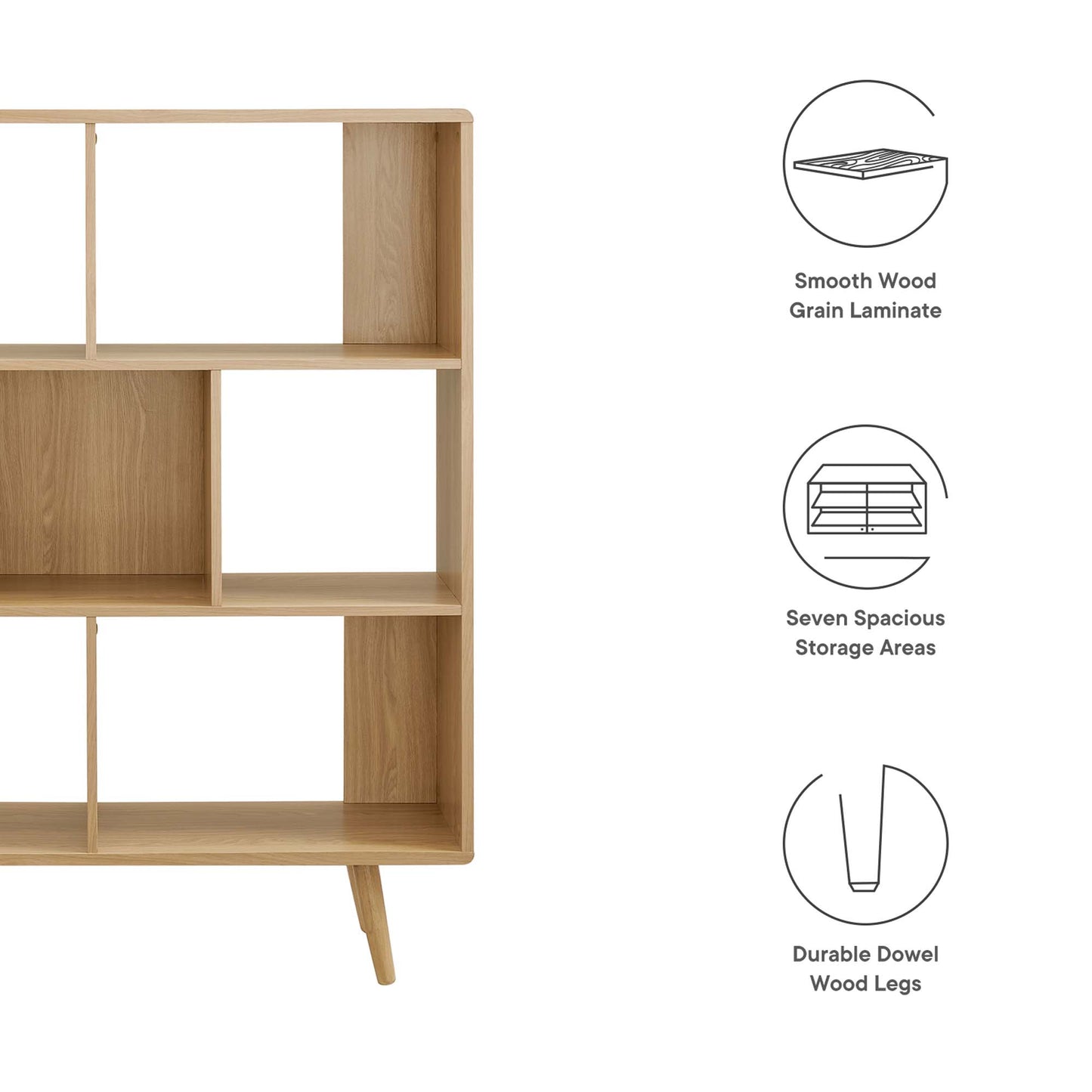 Transmit 7 Shelf Wood Grain Bookcase