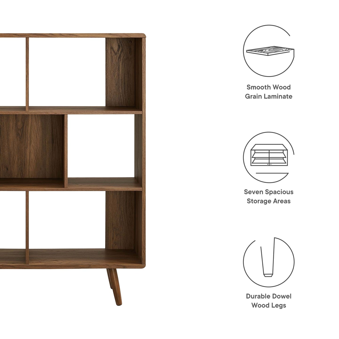 Transmit 7 Shelf Wood Grain Bookcase