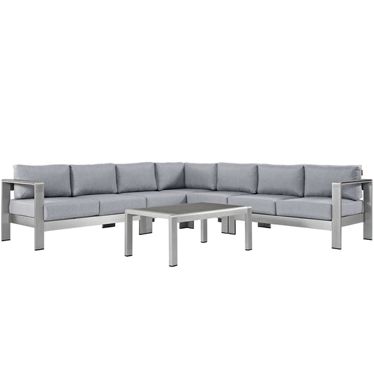 Shore 6 Piece Outdoor Patio Aluminum Sectional Sofa Set