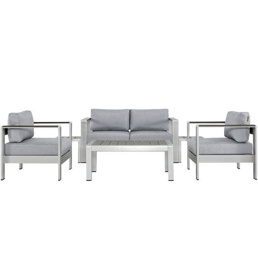 Shore 6 Piece Outdoor Patio Aluminum Sectional Sofa Set