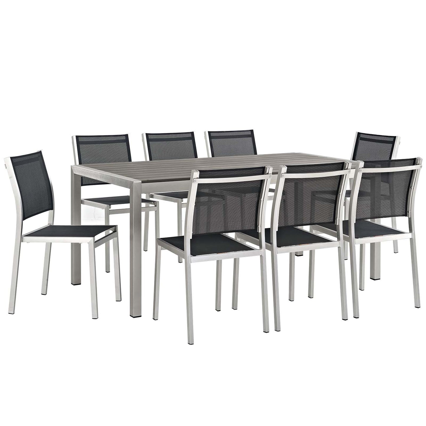 Juego de comedor de aluminio para exteriores Shore de 9 piezas de Modway